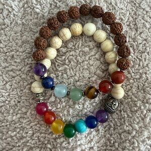 Multi-Color Beaded Chakra Bracelet Set - Women Jewelry